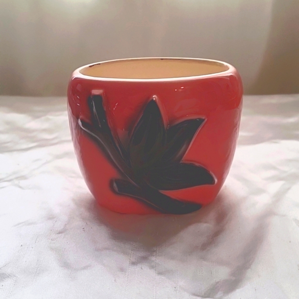 Mid Century Pink and Black Bamboo Vase - Royal Copley